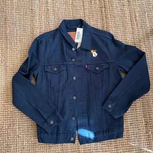Levi's Dark Blue Denim Jacket with Character Pin